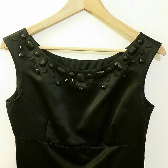 black satin fit and flare dress